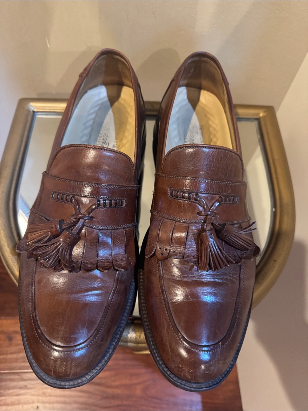 Johnston & Murphy Chestnut Brown Leather Tassel Kiltie Loafers